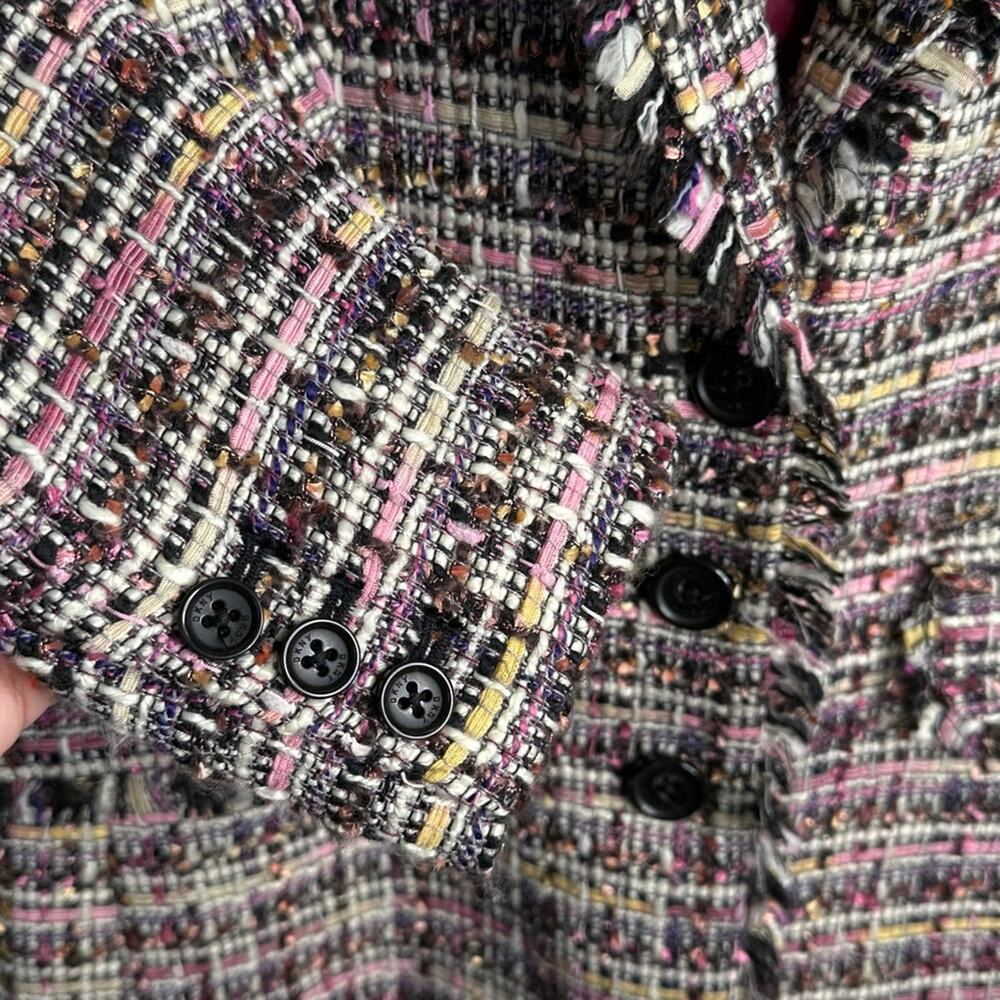 DKNY Colorful Tweed Fringe Button Blazer Jacket NWOT W1916 Sz 6 - Picture 5 of 9
